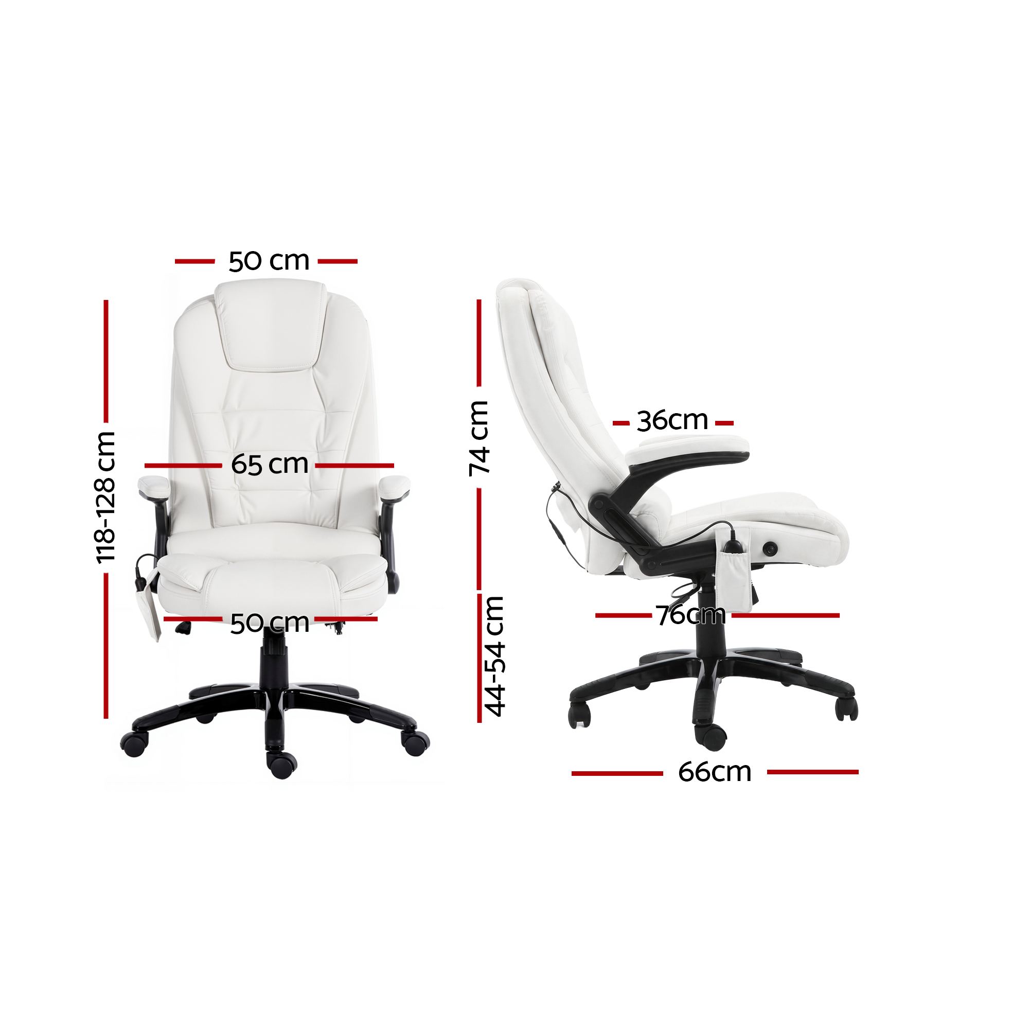 Artiss 8 Point Massage Office Chair Heated Seat Recliner PU White