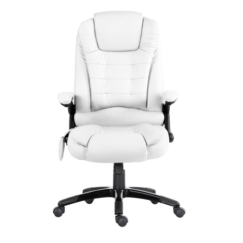 Artiss 8 Point Massage Office Chair Heated Seat Recliner PU White