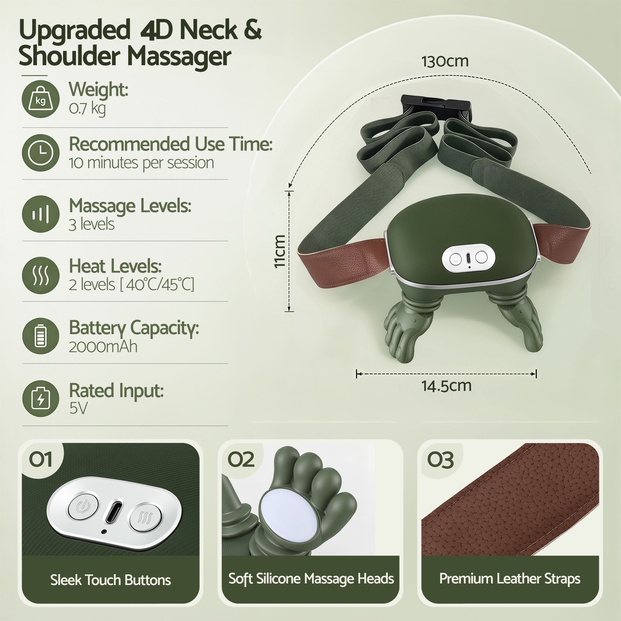 Livemor Electric Neck Massager with Heat for Shoulder,Back Wireless Massage | 4D Shiatsu Kneading Massager with Heat, Cordless Portable Muscle Relaxer, Soothes Shoulder Tension for Home, Office, and Car