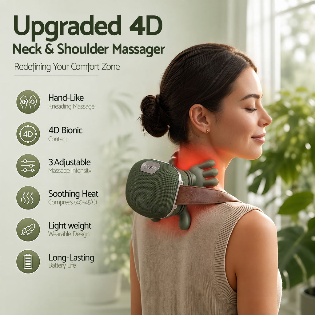Livemor Electric Neck Massager with Heat for Shoulder,Back Wireless Massage | 4D Shiatsu Kneading Massager with Heat, Cordless Portable Muscle Relaxer, Soothes Shoulder Tension for Home, Office, and Car