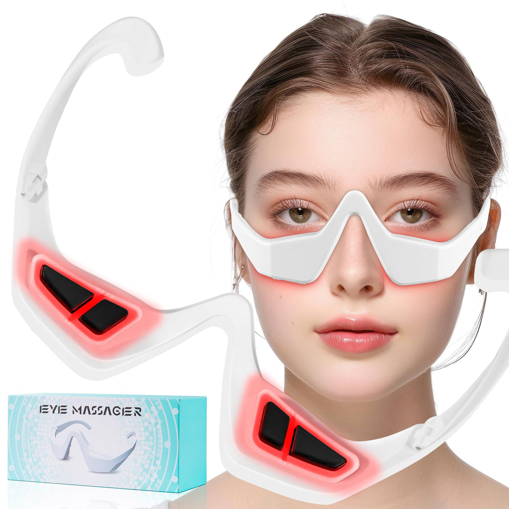 Eye Contour Beauty Goggles – Portable Anti-Aging Eye Massager with Vibration & Light Function, Lightweight Design for Wrinkle Reduction and Dark Circle Minimization – Ideal for Daily Skincare Routine (White)