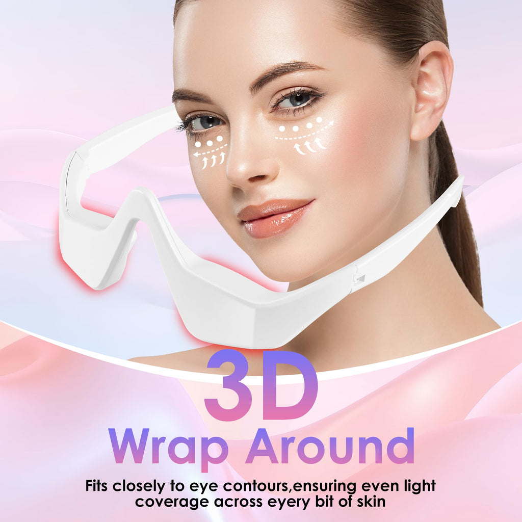 Eye Contour Beauty Goggles – Portable Anti-Aging Eye Massager with Vibration & Light Function, Lightweight Design for Wrinkle Reduction and Dark Circle Minimization – Ideal for Daily Skincare Routine (White)