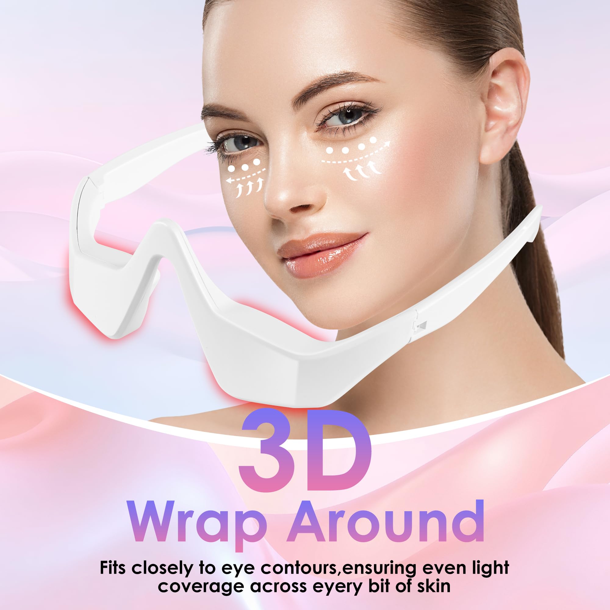 Eye Contour Beauty Goggles – Portable Anti-Aging Eye Massager with Vibration & Light Function, Lightweight Design for Wrinkle Reduction and Dark Circle Minimization – Ideal for Daily Skincare Routine (White)