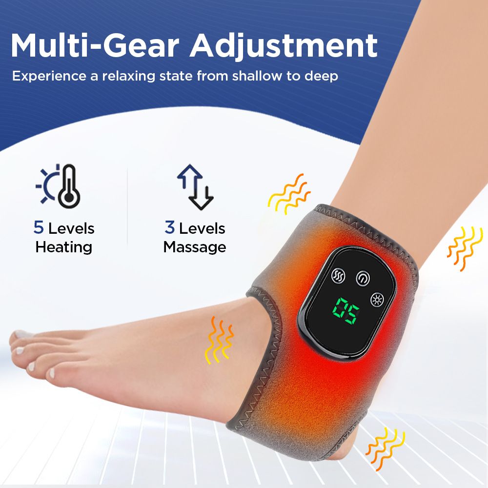 Heated Ankle Wrap with Massage – Infrared Heat Therapy, Vibration Massage, Rechargeable & Adjustable Strap | [NEW ARRIVAL]