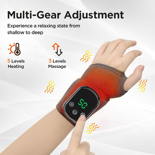 Electric Wrist Heating Massager - Infrared Heat Therapy + Vibration Massage, Rechargeable & Temperature Adjustable