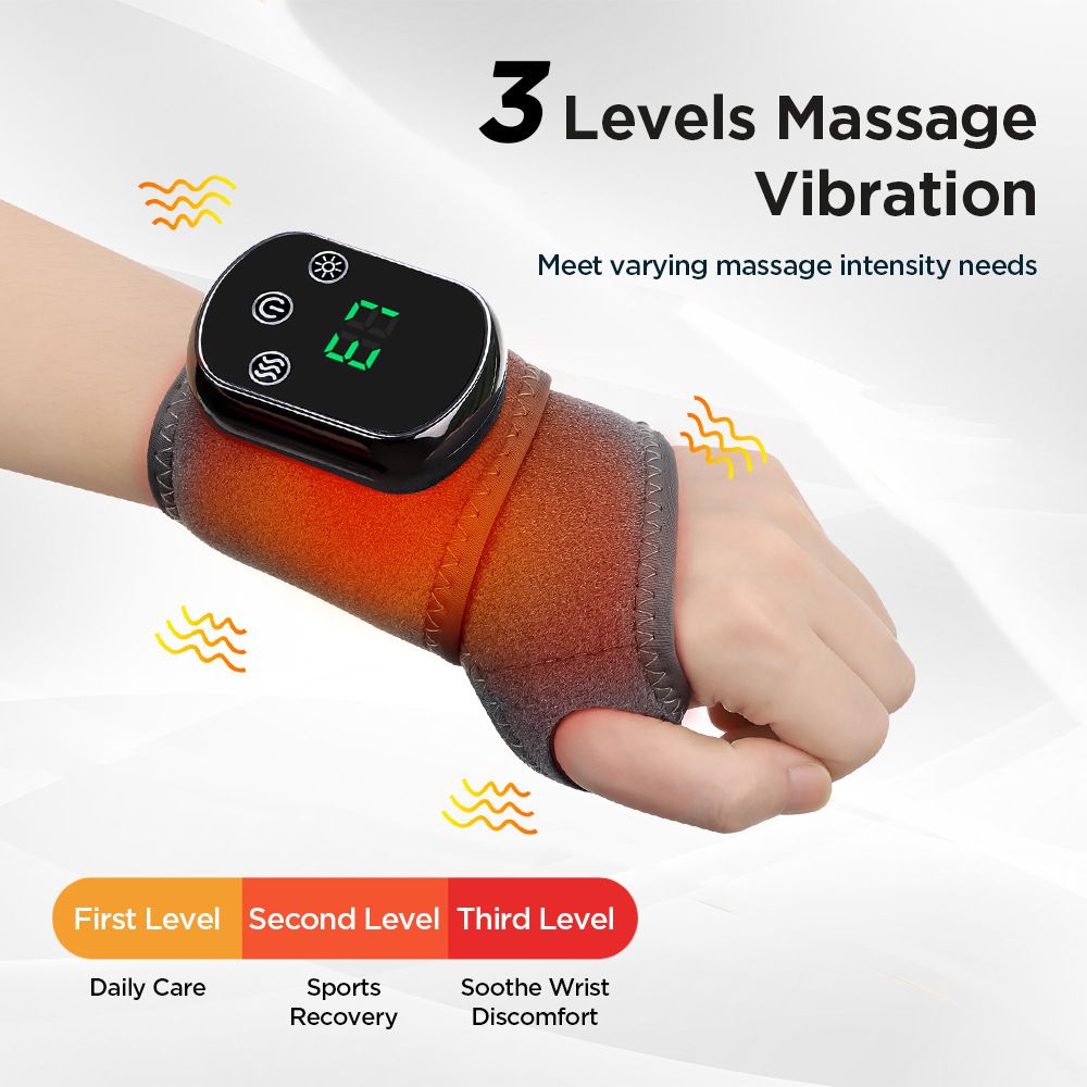 Electric Wrist Heating Massager - Infrared Heat Therapy + Vibration Massage, Rechargeable & Temperature Adjustable