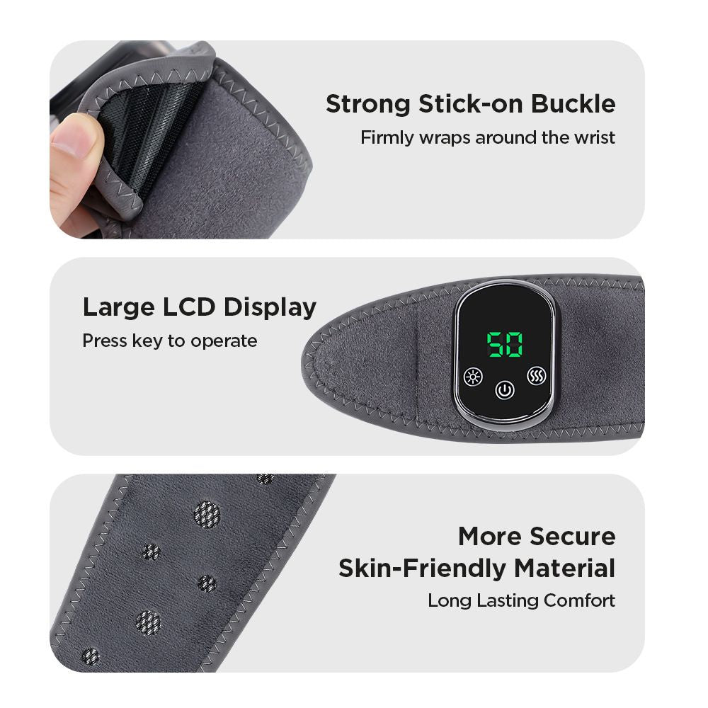 Electric Wrist Heating Massager - Infrared Heat Therapy + Vibration Massage, Rechargeable & Temperature Adjustable