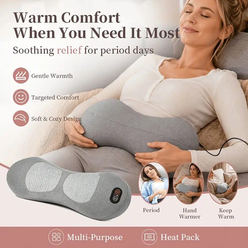 Graphene Heating Vibration Lumbar Massager, 3 in 1 Back Cushion, Lumbar Support + Massage & Heat Therapy, Deep Relaxation for a Warm Sleep