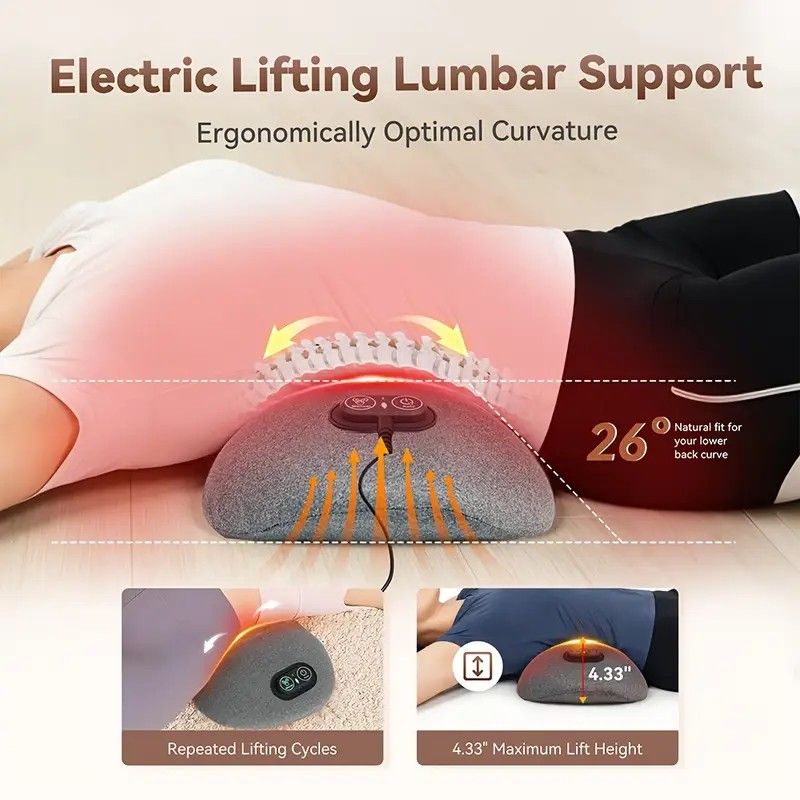 Graphene Heating Vibration Lumbar Massager, 3 in 1 Back Cushion, Lumbar Support + Massage & Heat Therapy, Deep Relaxation for a Warm Sleep