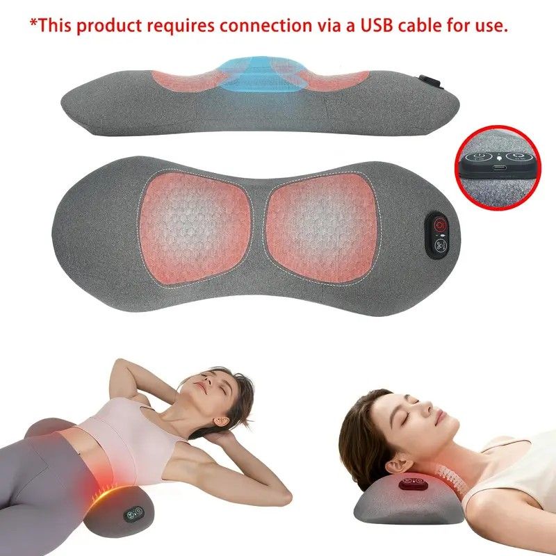 Graphene Heating Vibration Lumbar Massager, 3 in 1 Back Cushion, Lumbar Support + Massage & Heat Therapy, Deep Relaxation for a Warm Sleep