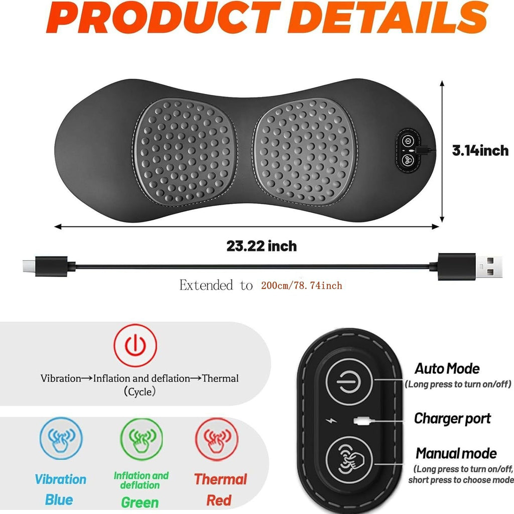Graphene Heating Vibration Lumbar Massager, 3 in 1 Back Cushion, Lumbar Support + Massage & Heat Therapy, Deep Relaxation for a Warm Sleep